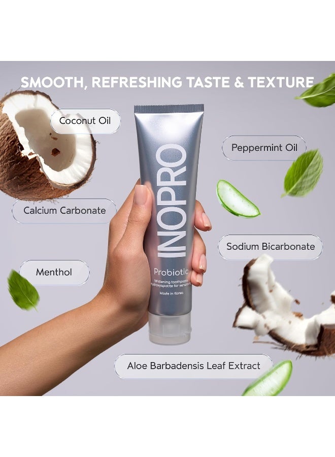 InoPro Natural Whitening Hydroxyapatite Toothpaste With Probiotic For Sensitive Teeth, Fluoride Free Enamel Repair Remineralizing Toothpaste, Sls Free, Baking Soda, Coconut Oil, 5Oz - Image 3